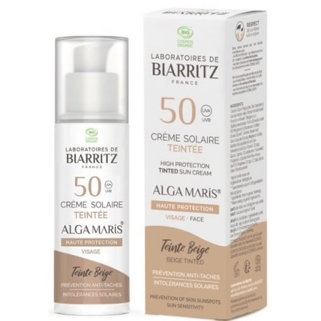 Crème solaire bio teintée 50 visage